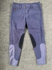 SmartPak Piper Breeches Original Low Rise Side Zip 30R Blue Jeans/Brown