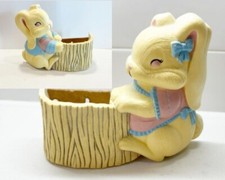 Set of 2 Vintage 1990 Burwood Bunny Themed Nursery Room Wall Pockets