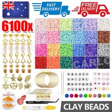 6100x Rainbow Clay Beads Flat Polymer DIY For Bracelets Necklace Earring Making