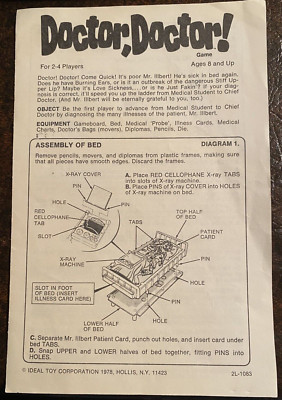1978 Ideal Doctor, Doctor! Game - Instructions ONLY