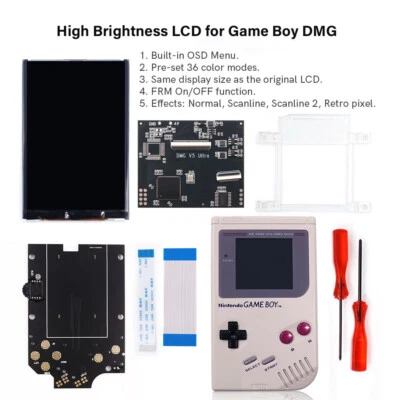 Hispeedido Full Size V5 Pro OSD Menu RIPS Backlight LCD For GameBoy DMG Console