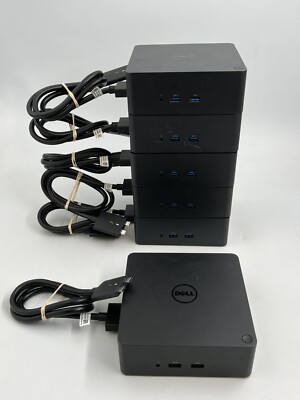 LOT OF 6 DELL TB18DC K16A THUNDERBOLT DOCKING STATION w/DOUBLE HEAD USB-C CABLE