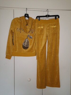 Y2K Mcbling Rare BCBG Mustard Yellow Pear Tracksuit Sz S