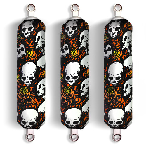 Orange Skull Shock Covers Bombardier Can Am DS 250 DS250 ATV (Set of 3) - Picture 1 of 6