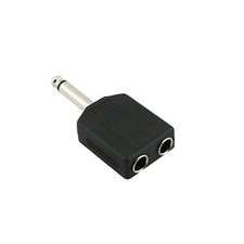 6.35mm 1/4" Male To 2 Dual 6.35mm Female Mono Audio Y Splitter Adapter Connector