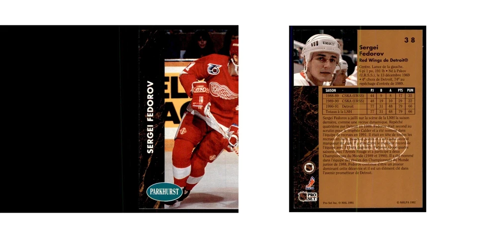 1991 Parkhurst French Sergei Fedorov Hockey Cards #38 - Image 3 of 3