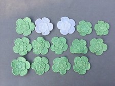 Vintage Lace Applique Trim Sewing Crafts Wedding Green White Flower 1.75" Lot 14