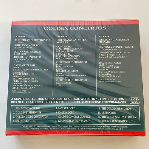 Golden Concertos (3 x CD) NEW & SEALED Beethoven Triple / Brahms Double / Mozart - Picture 2 of 2