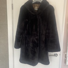 Biba Fully Lined Size 12 Black Portobello Faux Fur Coat