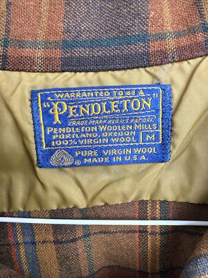 mens vintage pendleton wool shirt M made in USA, loop collar, flap