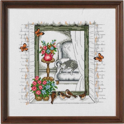 Kit Point De Croix Permin Anémone Bleue – 20x30cm, Motif à Compter, Médium