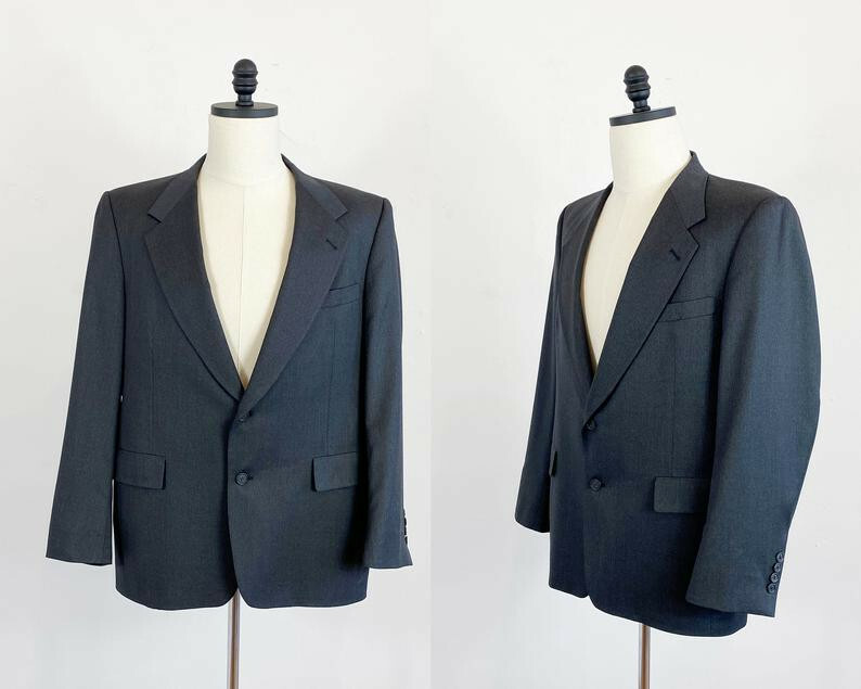 50s 60s vintage single‐breasted suit 50s 60s Vintage Mens Uniform Suit, Black Mess Dress, Cropped