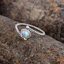 Solid 925 Sterling Silver Natural Labradorite Ring Gemstone Jewelry For Her C 29