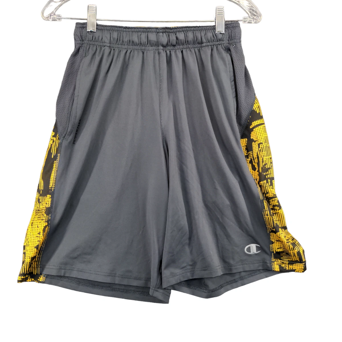 Champion Powertrain Athletic Shorts Mens Size Small Gray Yellow eBay