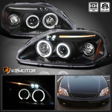 Black Fits 1999-2000 Honda Civic Led Halo Projector Headlights Lamps Leftright Black Fits 1999-2000 Honda Civic Led Halo Projector Headlights Lamps Leftright