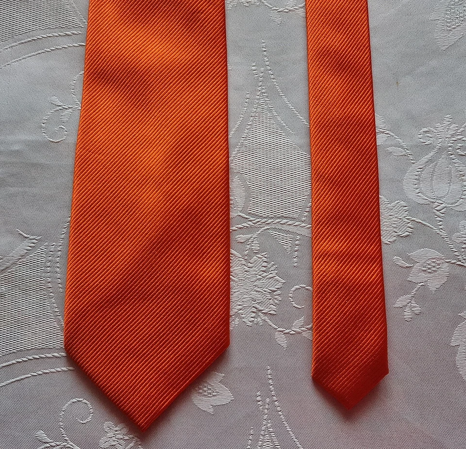 CORBATA PARA HOMBRE CABALLERO ITALIA VINTAGE AUTÉNTICA BRIONI SEDA NARANJA MACIZO Foto 2 de 4