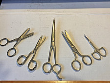 Set of 5 Vintage Shears/ Scissors, Barber, School, Sewing