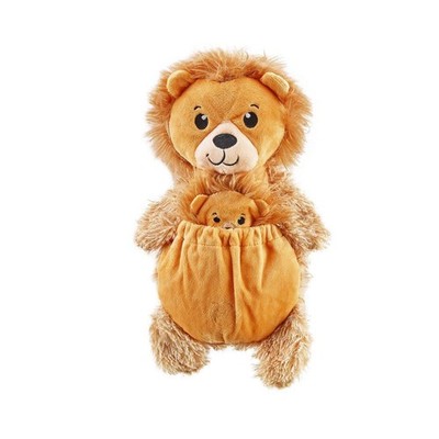 Charming Pet Pouch Pals Plush Dog Toy (Lion with Baby in Pouch)