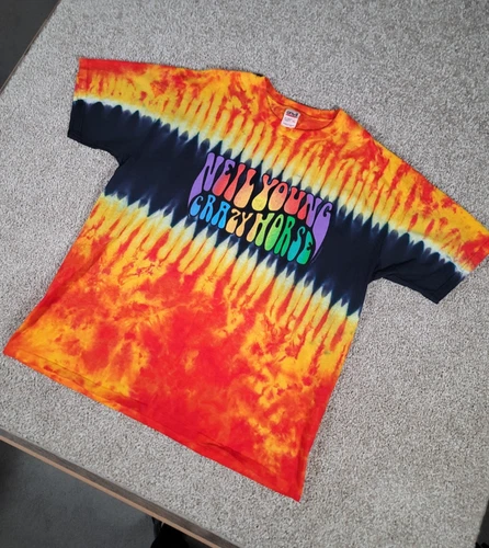 Rare Vintage Neil Young T Shirt XL Tie Dye Crazy Horse Green 2000s vintage concert t-shirt, vintage, size XL, single stitch, B+ condition