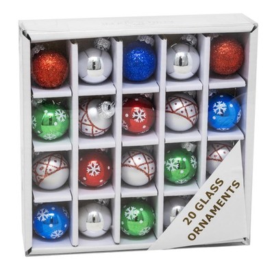 Kurt Adler GG0925 Mini Multi-Color Ball Ornaments, Set of 20, Glass & Iron