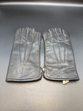 Vintage Leather Fur Lined Gloves USA Large Clean Black Leather