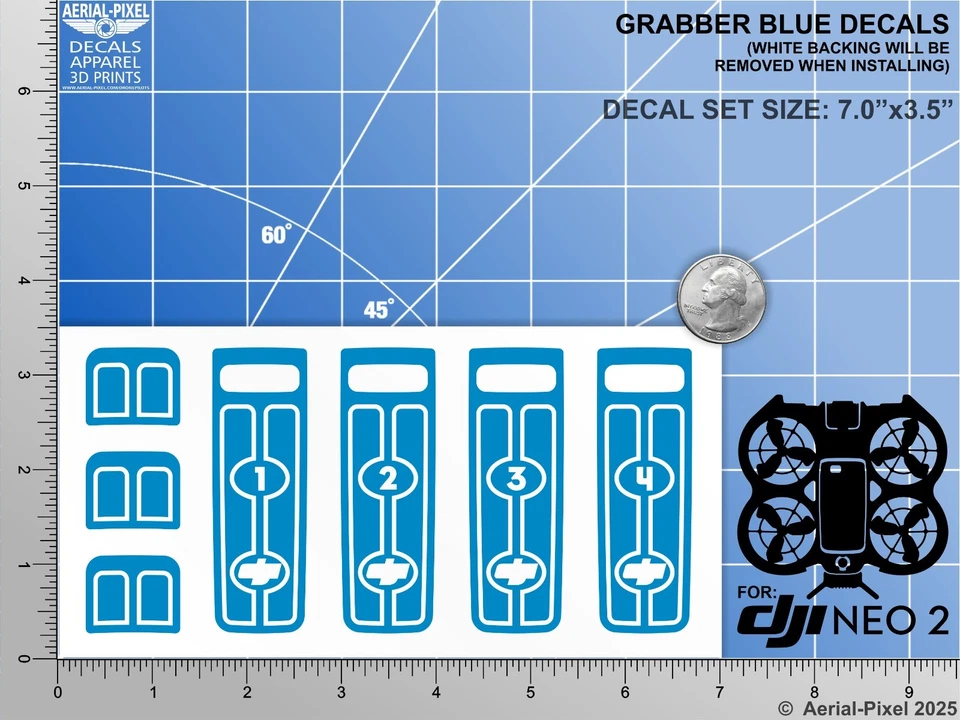 DJI Neo 2 Racing Stripes With Battery Decals Number #1-4 Choose from 10 Colors! - Image 4 of 4