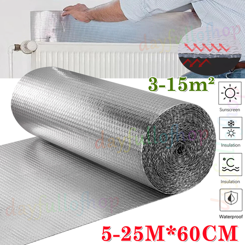 Rol Radiator Bubble Radiator Insulation Foil Roll Heat Reflective Energy Saver 25m x ...