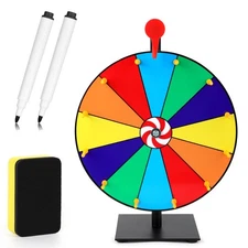 NQEUEPN Color Spinning Prize Wheel, 12 Slots Tabletop Prize Wheel Spinner wit...