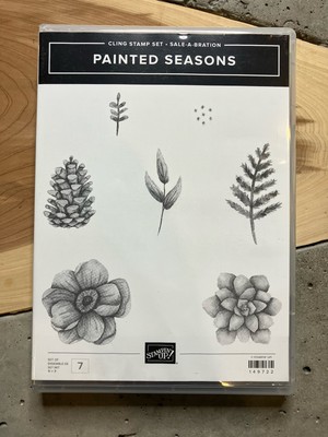 Stampin' UP! Painted Seasons Cling Stamp Set Pine Cone Ferns Leaves New