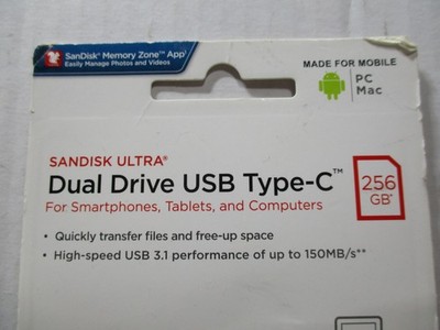 あ SanDisk 164113 256GB Ultra Dual USB Type-C Drive for sale online