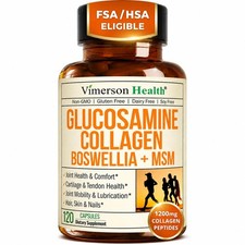 Glucosamine Chondroitin with 1200mg Hydrolyzed Collagen Peptides, Boswellia E...
