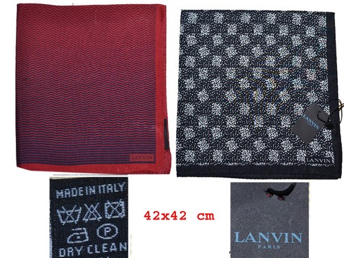 LANVIN Men's Pocket Square 100% Silk Made In Italy Choose 1 LV01 T0G