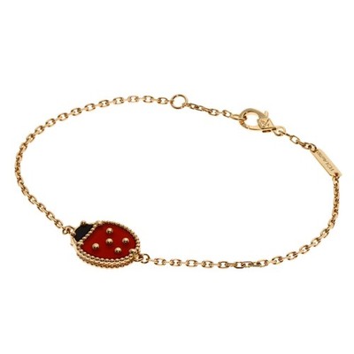 Van Cleef & Arpels  Lucky Spring Onyx Carnelian Bracelet K18 Pink Gold  Ladi...