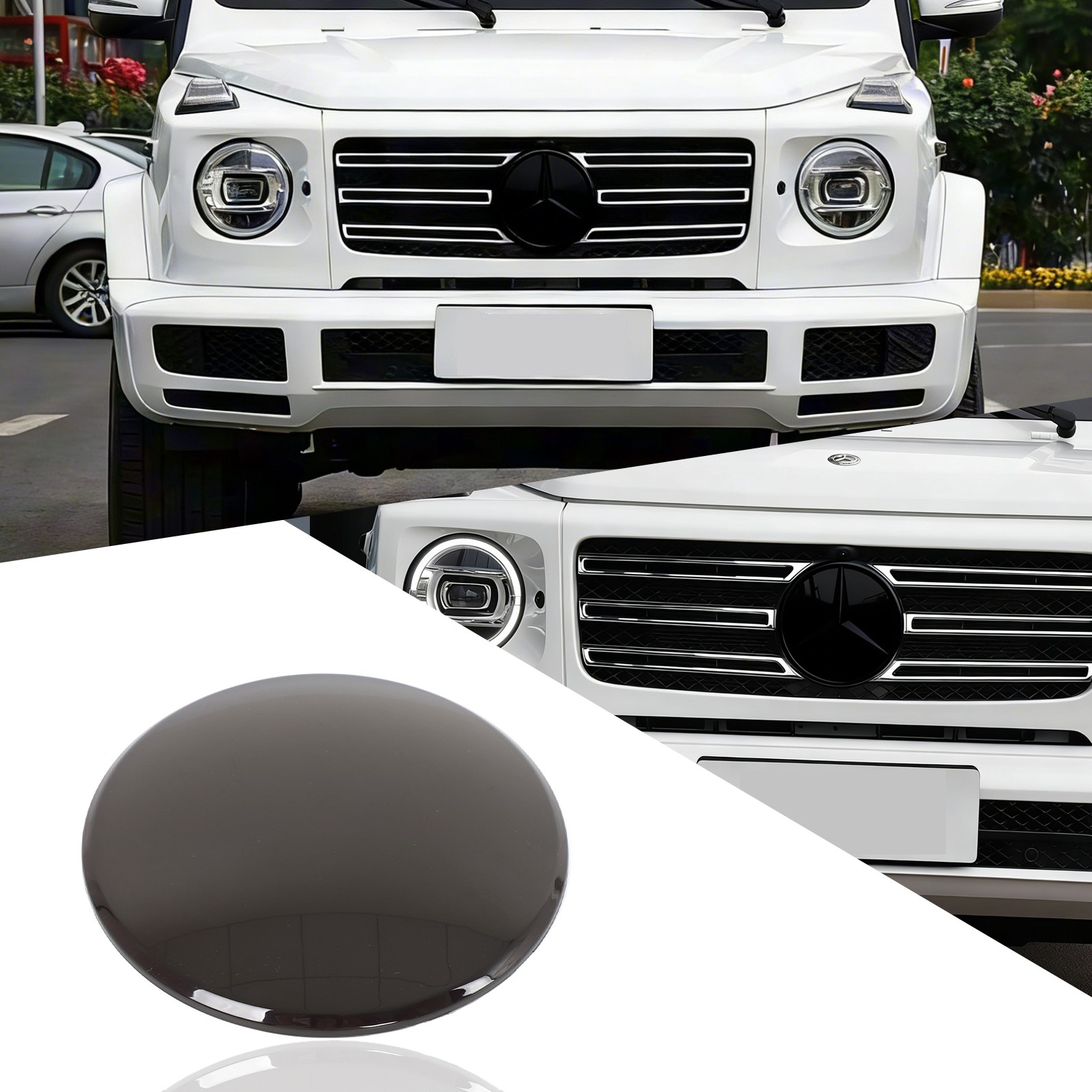 Smoked Black ABS Front Logo Badge Cover Trim For Benz W463 G550 G63 2019