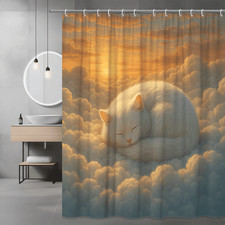 Cute Cat Shower Curtain - Cozy Cloud Design for Pet Lovers