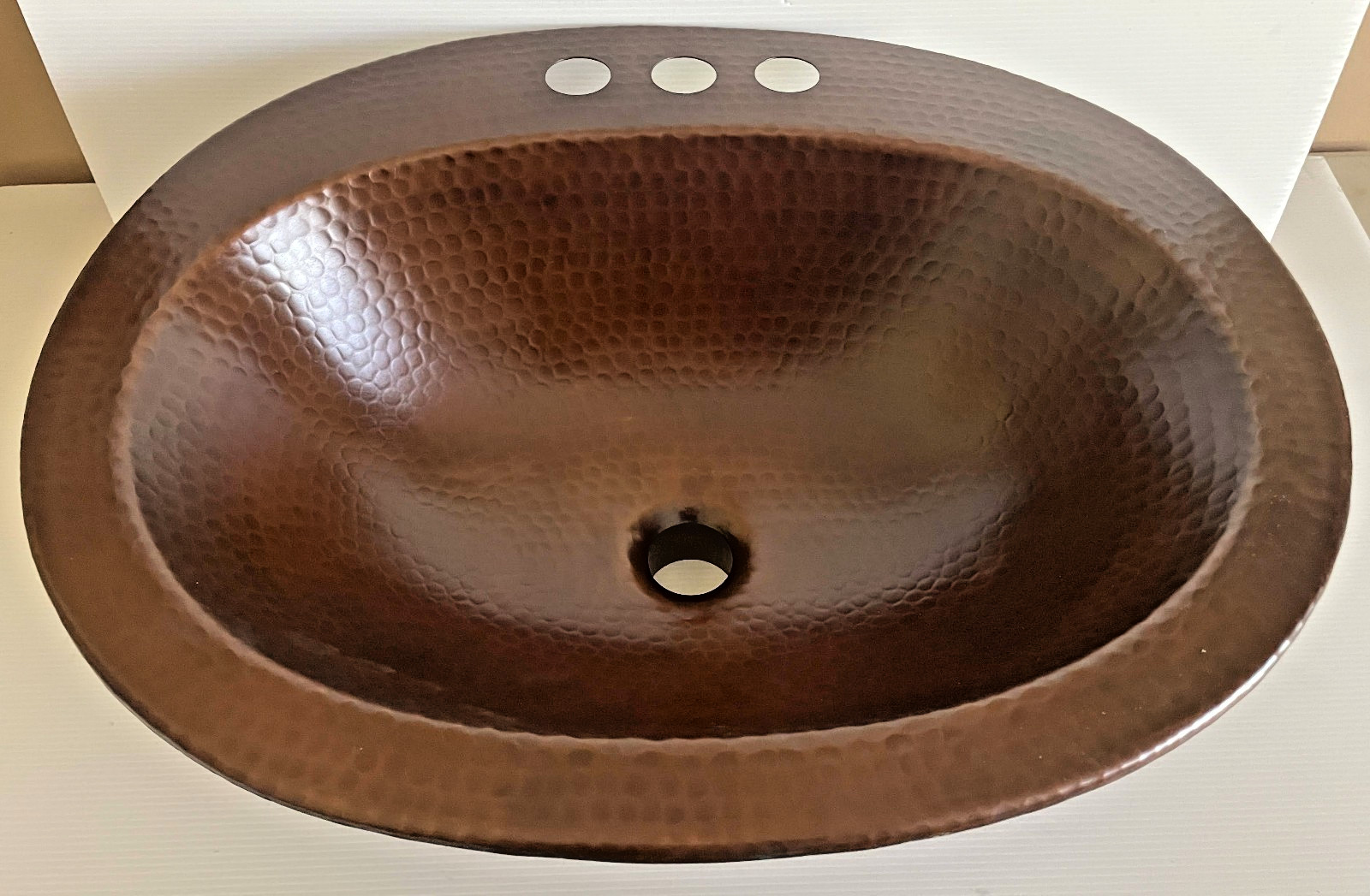 Fregadero de baño sinkology Sevilla ovalado abatible en cobre envejecido rústico 20 pulgadas