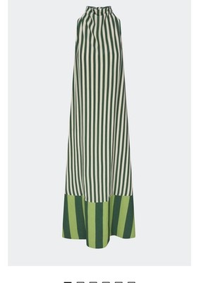 Simon Miller MONA CREPE DRESS IN GREEN STRIPE COMBO Medium Maxi