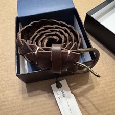 Taylor Stitch The Leather Braided Belt in Dark Brown Size 38 New