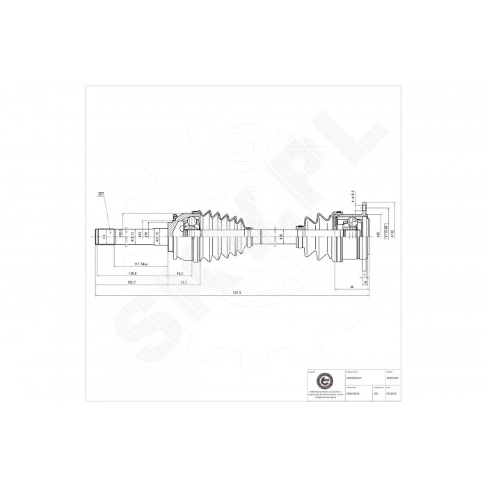 Cardan Avant Droit MR276874 de Haute Précision pour Pajero Classic
