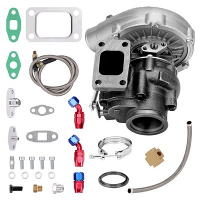 T3 TO4E Turbo Turbocharger .63 A/R + Oil Drain Return + FEED Line Kit