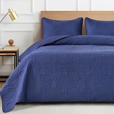 Quilts Set for Queen Size Bed, Soft Quilt Queen/Full 90" x 90" Navy Blue
