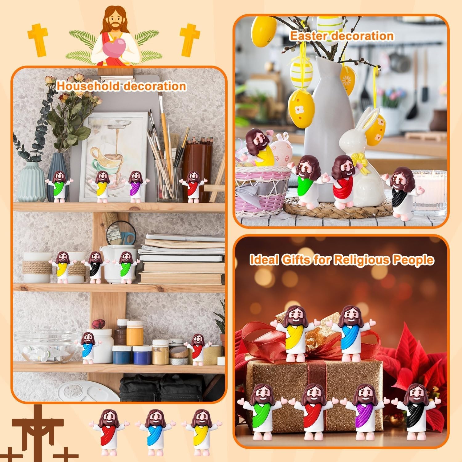120Pcs Mini Jesus Figurines, Small Little Jesus Toys, Tiny Jesus Figures, Origi