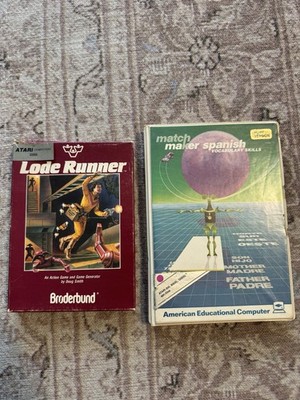 Lot of 2 Lode Runner Atari Computer Disks Box & Manual and Match Maker Spanish