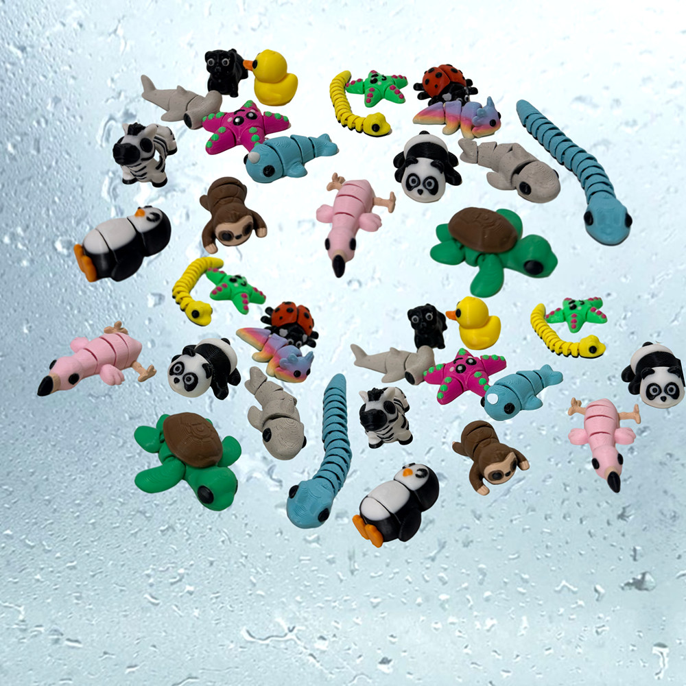 Mini 3D Printed Animals 1" Figures Set of 20 | Random Safari