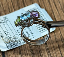 woman ring girl Sterling Silver 925 Multicolor Gemstone excellent ring with tags