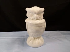 Imperial White Milk Glass Owl Shaped Covered Candy Dish