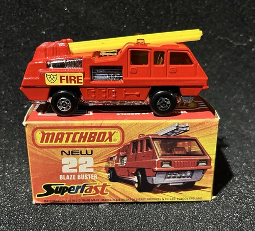 1978 Lesney Matchbox Superfast Blaze Buster - Fire Truck - #22 w/ Box