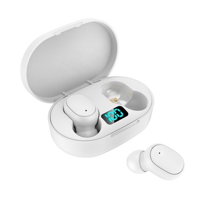 Laser TWS Earphones LED Battery Indicator White Wireless Bluetooth Earbuds