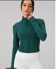 FREE SHIPPING - NWT Fabletics Cropped Train Jacket XS- Green Mystique