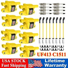 High Performance UF413 Ignition Coil+Spark Plug+Wire For Chevy GMC 5.3L 6.2L V8